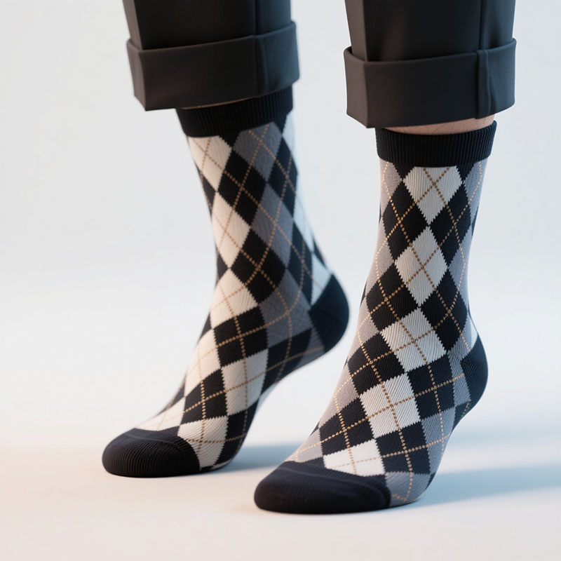 8002-Men’s Argyle Cotton Crew Dress Socks